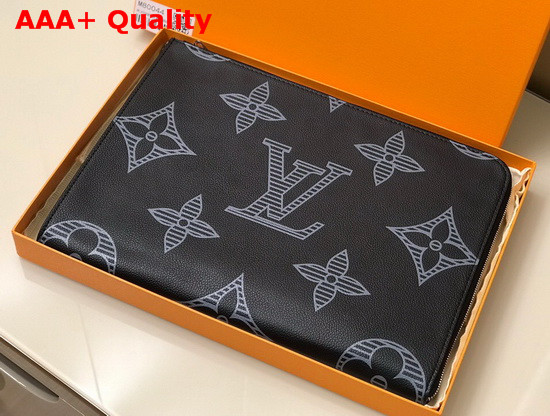 Louis Vuitton Pochette Jour GM Big Bold Monogram Pattern Embossed on the Black Taurillon Shadow Leather M80044 Replica