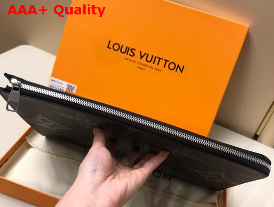 Louis Vuitton Pochette Jour GM Big Bold Monogram Pattern Embossed on the Black Taurillon Shadow Leather M80044 Replica