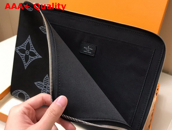 Louis Vuitton Pochette Jour GM Big Bold Monogram Pattern Embossed on the Black Taurillon Shadow Leather M80044 Replica