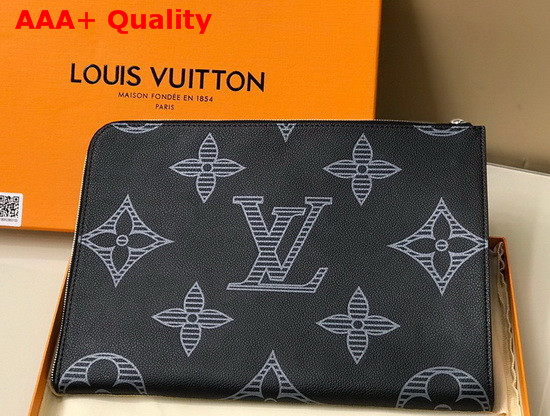 Louis Vuitton Pochette Jour GM Big Bold Monogram Pattern Embossed on the Black Taurillon Shadow Leather M80044 Replica