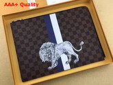 Louis Vuitton Pochette Jour GM Damier Ebene Canvas with Lion Illustration N63345 Replica