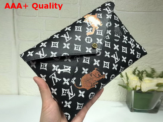 Louis Vuitton Pochette Kirigami Black and Orange Transformed Historic Monogram Canvas M67447 Replica