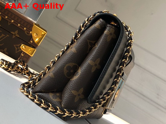 Louis Vuitton Pochette LV Thelma Black Grained Calfskin Leather and Monogram Canvas M44916 Replica