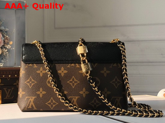 Louis Vuitton Pochette LV Thelma Black Grained Calfskin Leather and Monogram Canvas M44916 Replica