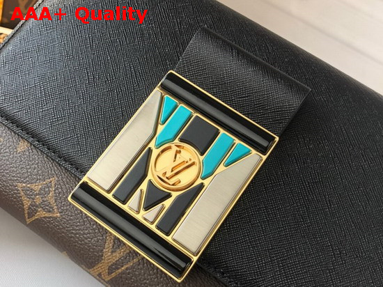 Louis Vuitton Pochette LV Thelma Black Grained Calfskin Leather and Monogram Canvas M44916 Replica