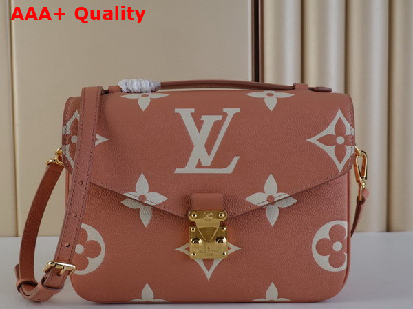 Louis Vuitton Pochette Metis Bicolor Monogram Empreinte Leather Rose Trianon Creme M46302 Replica