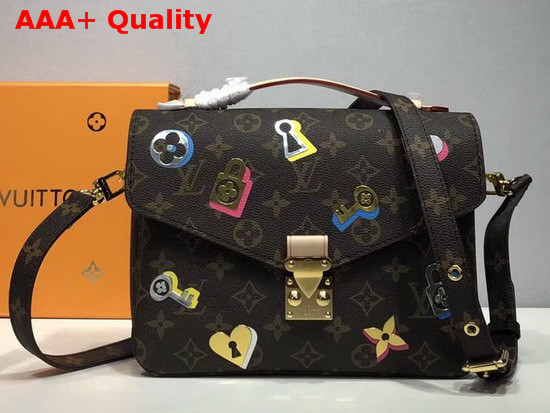 Louis Vuitton Pochette Metis Decorated with Fused Metallic Foil Locks Keys and Blossoms M44366 Monogram Canvas Replica