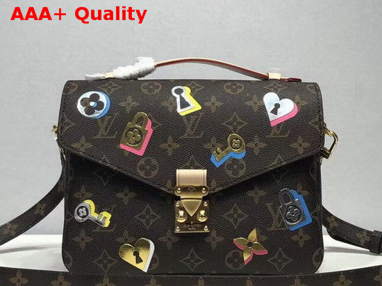 Louis Vuitton Pochette Metis Decorated with Fused Metallic Foil Locks Keys and Blossoms M44366 Monogram Canvas Replica