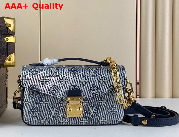 Louis Vuitton Pochette Metis East West Handbag in Blue Monogram Coated Canvas M22834 Replica