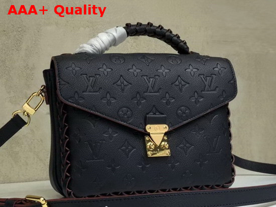 Louis Vuitton Pochette Metis Features Finely Crafted Braided Embellishments Marine Rouge Embossed Supple Cowhide Replica