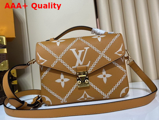 Louis Vuitton Pochette Metis Handbag Arizona Embroidered Embossed Supple Grained Cowhide Leather M46018 Replica