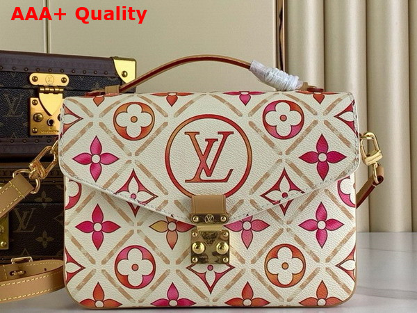 Louis Vuitton Pochette Metis Handbag in Coral Monogram Tiles Coated Canvas M11461 Replica