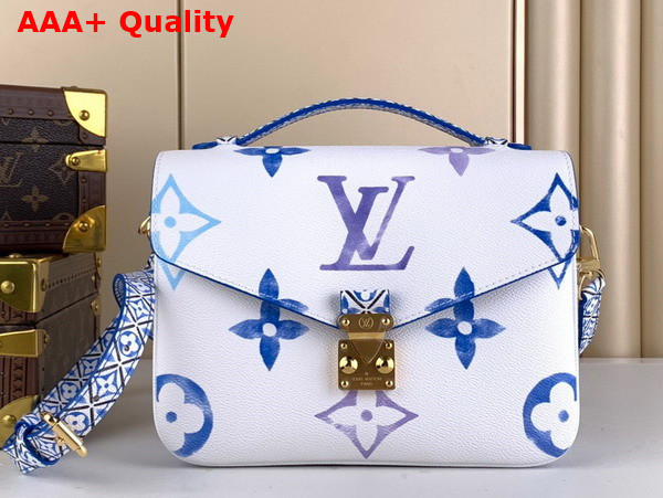 Louis Vuitton Pochette Metis MM Handbag in Blue Monogram Coated Canvas M23055 Replica