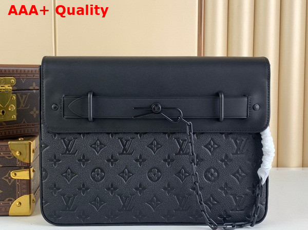 Louis Vuitton Pochette Steamer Black Monogram Taurillon Leather M80140 Replica