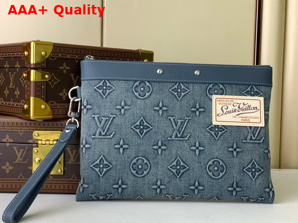 Louis Vuitton Pochette To Go Monogram Washed Denim Coated Canvas M82313 Replica