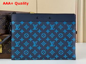 Louis Vuitton Pochette To Go Pouch in Navy River Blue Monogram Embossed Calf Leather M82321 Replica