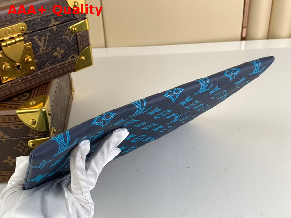 Louis Vuitton Pochette To Go Pouch in Navy River Blue Monogram Embossed Calf Leather M82321 Replica