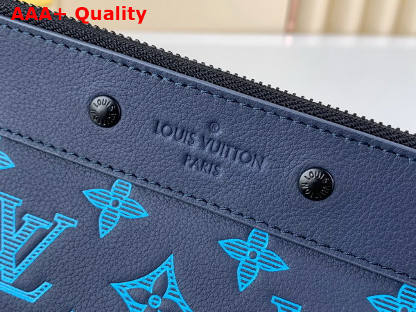 Louis Vuitton Pochette To Go Pouch in Navy River Blue Monogram Embossed Calf Leather M82321 Replica