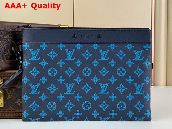 Louis Vuitton Pochette To Go Pouch in Navy River Blue Monogram Embossed Calf Leather M82321 Replica