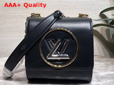 Louis Vuitton Pochette Twist Black Monogram Vernis Patent Leather Contrasts with a Smooth Calfskin Flap M90366 Replica