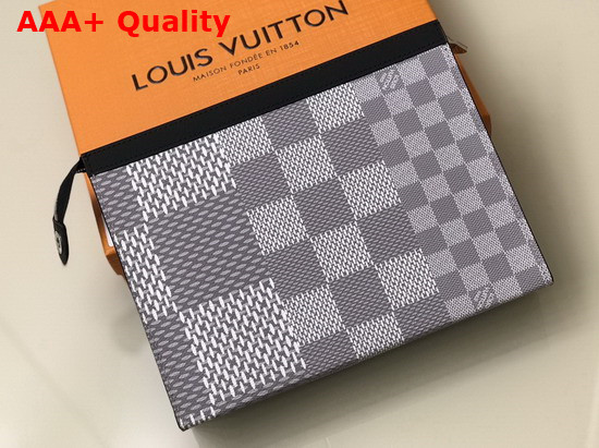 Louis Vuitton Pochette Voyage Antarctica Silver Damier Graphite 3D Coated Canvas N60443 Replica