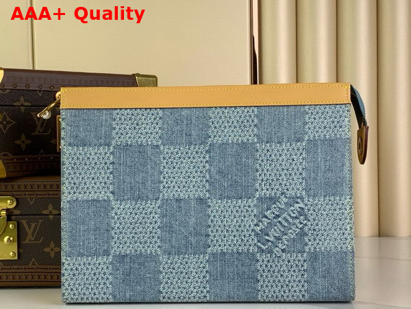 Louis Vuitton Pochette Voyage Blue Damier Denim 3D Cotton Canvas Replica