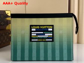 Louis Vuitton Pochette Voyage Gradient Green Damier Stripes Coated Canvas M81317 Replica