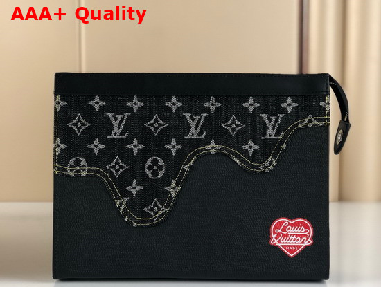 Louis Vuitton Pochette Voyage MM Black Monogram Denim and Taurillon Leather Replica