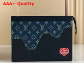 Louis Vuitton Pochette Voyage MM Blue Monogram Denim and Navy Blue Taurillon Leather M45961 Replica