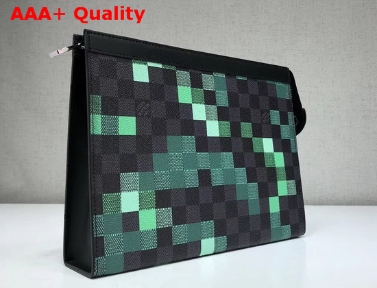 Louis Vuitton Pochette Voyage MM Damier Graphite Canvas Green Mosaic Effect Replica