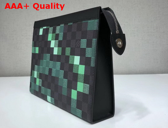 Louis Vuitton Pochette Voyage MM Damier Graphite Canvas Green Mosaic Effect Replica