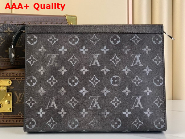 Louis Vuitton Pochette Voyage MM Pouch in Black and White Brushed Monogram Cowhide Leather M11764 Replica