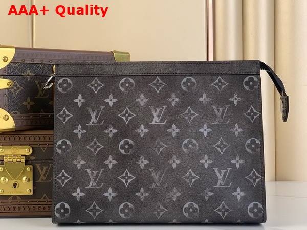 Louis Vuitton Pochette Voyage MM Pouch in Black and White Brushed Monogram Cowhide Leather M11764 Replica