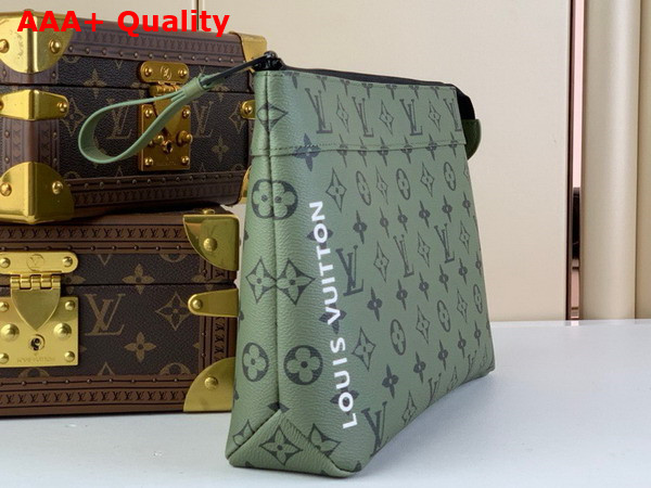 Louis Vuitton Pochette Voyage Souple Khaki Green Vermillion Red Monogra Coated Canvas M82800 Replica