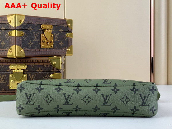 Louis Vuitton Pochette Voyage Souple Khaki Green Vermillion Red Monogra Coated Canvas M82800 Replica