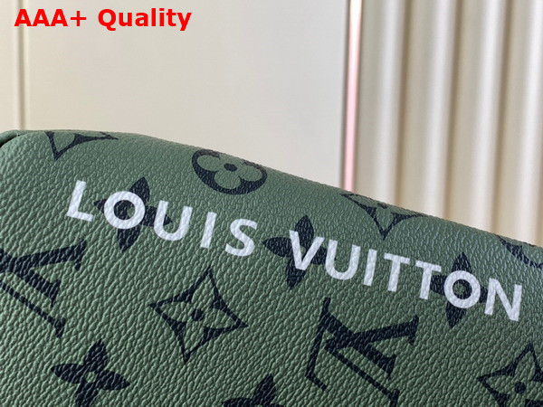 Louis Vuitton Pochette Voyage Souple Khaki Green Vermillion Red Monogra Coated Canvas M82800 Replica