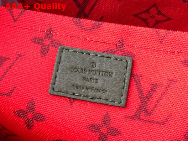 Louis Vuitton Pochette Voyage Souple Khaki Green Vermillion Red Monogra Coated Canvas M82800 Replica