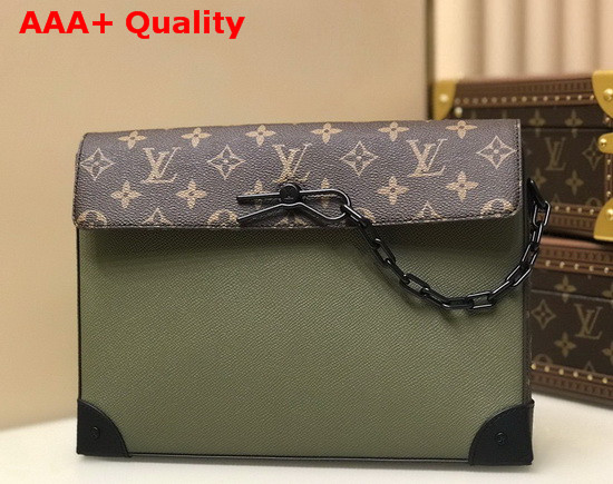 Louis Vuitton Pochette Voyage Steamer in Khaki Taiga Leather M30583 Replica