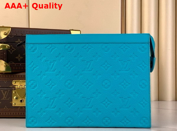 Louis Vuitton Pochette Voyage in Turquoise Taurillon Monogram Embossed Cowhide Leather Replica