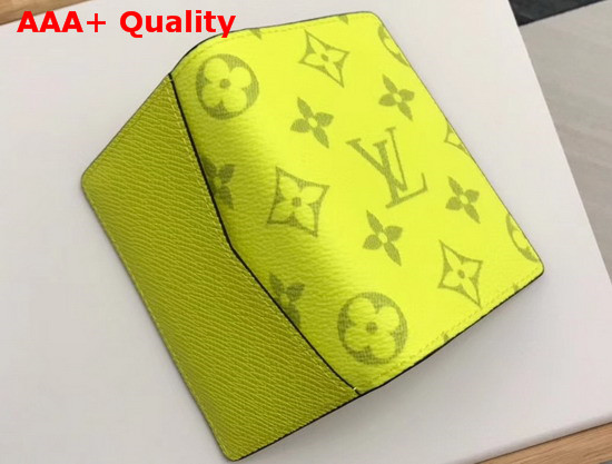 Louis Vuitton Pocket Organiser Lime Green Taiga Cowhide Leather and Monogram Bahia Coated Canvas M30318 Replica