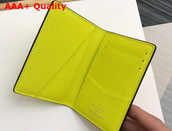 Louis Vuitton Pocket Organiser Lime Green Taiga Cowhide Leather and Monogram Bahia Coated Canvas M30318 Replica