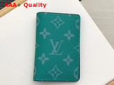 Louis Vuitton Pocket Organiser Pine Green Taiga Cowhide Leather and Monogram Amazon Coated Canvas M30319 Replica