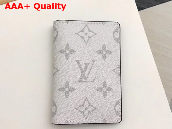 Louis Vuitton Pocket Organiser White Taiga Cowhide Leather and Monogram Antarctica Coated Canvas M30315 Replica