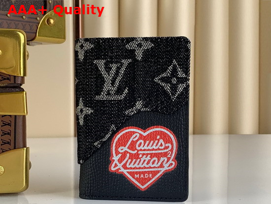 Louis Vuitton Pocket Organizer Black Monogram Denim and Taurillon Leather M81015 Replica