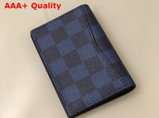 Louis Vuitton Pocket Organizer Cobalt Blue Damier Graphite 3D Coated Canvas N60430 Replica