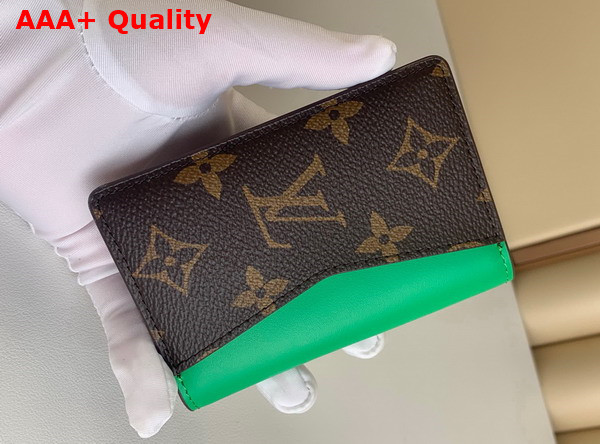 Louis Vuitton Pocket Organizer Monogram Macassar Coated Canvas and Minty Green Cowhide Leather M81536 Replica