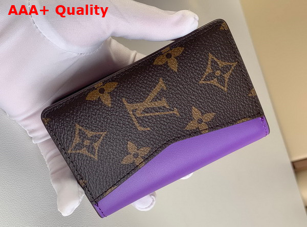 Louis Vuitton Pocket Organizer Monogram Macassar Coated Canvas and Purple Cowhide Leather M81535 Replica