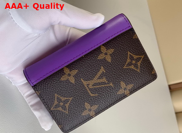 Louis Vuitton Pocket Organizer Monogram Macassar Coated Canvas and Purple Cowhide Leather M81535 Replica