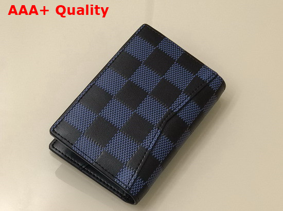 Louis Vuitton Pocket Organizer Navy Blue and Black Damier Infini 3D Cowhide Leather N60439 Replica