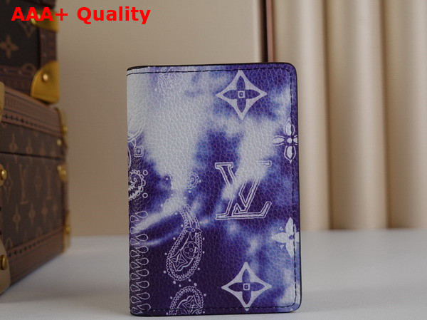 Louis Vuitton Pocket Organizer in Blue Cowhide Leather with a Print of the Monogarm Motif on a Bleached Blue Bandana Base M81413 Replica